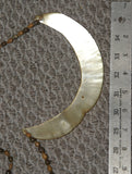 Bride Price Currency, Rare Older Ceremonial Moka Kina Shell Necklace (Huge Mother of Pearl Crescent) with Seed Bead Chain, Pectoral Collected from the Foi Tribe (New guinea), Mid 1900’s, Highly Collectible. KINA5