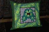 Kuna Indian Abstract Mola blouse panel Art, Hand stitched Fabric Panel Applique from San Blas Island Panama: Colorful Bottle Jug 17" x 13" (66A)