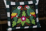 Kuna Indian Folk Art Mola blouse panel from San Blas Islands, Panama. Hand stitched Applique: Crested Bird & Baby in Nest 16.5" x 13" (62A)