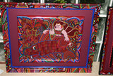 Kuna Indian Folk Art Mola Blouse Panel  from San Blas Island, Panama. Museum Quality Hand stitched Reverse Applique: Colorful  Abstract, Detailed, Stunning : Flowers in Baskets.  Huge:  17.5” X 13.25” (21A)