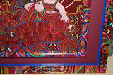 Kuna Indian Folk Art Mola Blouse Panel from San Blas Islands, Panama. Hand-stitched Reverse Applique: Women and Child 16.5" x 13" (28A)
