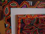 Kuna Indian Abstract Traditional Art Mola blouse panel from San Blas Island, Panama. Hand Stitched Applique with Minute Detail: Chief 's Trousers Pants Britches 13" X 10.5"  (75A)