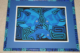 Kuna Indian Folk Art Mola Blouse Panel from  San Blas Islands, Panama. Hand-stitched Reverse Applique: Music Festival Percussion Drum Motif & Metronome  12.5" x 10.5" (44A)