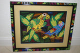 Kuna Indian Folk Art Mola Blouse Panel from San Blas Islands, Panama. Colorful Geometric Hand-stitched Applique: Animal Monkey Motif 15” x 12” (5A)