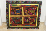 Kuna Indian Folk Art Mola Blouse Panel Textile from San Blas Islands, Panama. Hand stitched Applique: Strawberry Fruit 16.5" x 12.75" (34A)