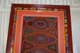Kuna Indian Folk Art Mola Blouse Panel from  San Blas Islands, Panama. HandStitched Applique: Geometric Abstract Double Meaning, Optical Illusion of 2 Dogs or 1 Pot with Animal Face Handles 16.5" x 13" (81B)