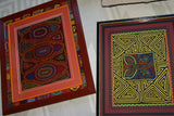 Kuna Indian Abstract Traditional Mola bloouse panel from San Blas Islands, Panama. Minutely Hand stitched Art Applique: Bird Maze 18" x 13" (73A)