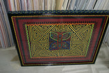 1970's Kuna Indian Mola Blouse Panel from San Blas Islands, Panama. Hand stitched Folk Art Applique: Colorful Geometric Cats in Hats Motif 16.5”x 12.25” (4A)