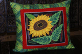 Kuna Indian Folk Art Mola from San Blas Islands, Panama. Hand stitched Textile Applique: Orange Humming Bird / Hummer Bird & Hibiscus Flower 14" x 13 " (224)