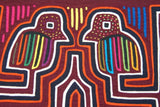 Kuna Indian Abstract Traditional Mola blouse panel from San Blas Islands, Panama. Hand Stitched Applique: Bird in maze Illusion 17.25" x 11.5"  (76A)