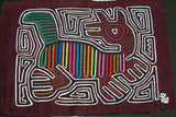Kuna Indian Folk Art Mola Blouse Panel from San Blas Islands Panama. Hand stitched Abstract Applique: Animal Motif 17.5" x 12.5" (21C)
