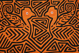 Kuna Indian Abstract Art Mola Applique Panel from San Blas Islands, Panama with Traditional optical illusion: Detailed hand stitched Bird Labyrinth Maze 15.5" x10.75"  (96A)