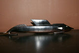 Rare South Pacific Art hand carved Ebony Big Game Fish Tarpon Mother Pearl 1A41.