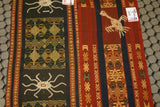 Hand woven Sumba Ikat Textile Warp Runner (50" x 12.5") Made from Hand spun Cotton, Dyed with Natural Pigments Bird Motif created with tiny Hand sewn Nassa Shells (SR5) earthtones with fringes wall Décor designer textile collector