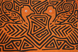 Kuna Indian Abstract Art Mola Applique Panel from San Blas Islands, Panama with Traditional optical illusion: Detailed hand stitched Bird Labyrinth Maze 15.5" x10.75"  (96A)