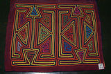 1980's Kuna Indian Folk Art Mola Blouse Panel from San Blas Islands, Panama. Hand-stitched Applique Textile: Geometric Arrow Heads 17" x 14" (30B)