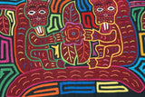 Kuna Indian Folk Art Textile Blouse Mola from San Blas Islands, Panama. Hand stitched Applique Art: Squirrel Motif (1B)