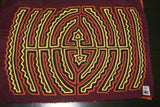 Kuna Indian Folk Art Mola Blouse Panel from San Blas Islands, Panama. Hand stitched Reverse Applique: Rare Traditional Basketry Bottom Weave Motif Size: 16.5" x 11.75"  (36B)