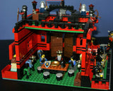 LEGO 10”X10”X9” RED FORT CASTLE INVASION, DETAILED CUSTOM KIT WITH BRIDGE, GARDENS & MOAT & 23 VERY RARE RETIRED MINIFIGURES FROM CASTLE KINGDOMS, DRAGON KNIGHTS, DARK FOREST, BLACK FALCONS ETC… (1013 PCS) KIT 25
