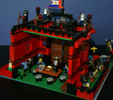 LEGO 10”X10”X9” RED FORT CASTLE INVASION, DETAILED CUSTOM KIT WITH BRIDGE, GARDENS & MOAT & 23 VERY RARE RETIRED MINIFIGURES FROM CASTLE KINGDOMS, DRAGON KNIGHTS, DARK FOREST, BLACK FALCONS ETC… (1013 PCS) KIT 25