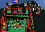 LEGO 10”X10”X9” RED FORT CASTLE INVASION, DETAILED CUSTOM KIT WITH BRIDGE, GARDENS & MOAT & 23 VERY RARE RETIRED MINIFIGURES FROM CASTLE KINGDOMS, DRAGON KNIGHTS, DARK FOREST, BLACK FALCONS ETC… (1013 PCS) KIT 25
