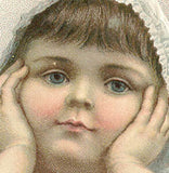 EPHEMERA AMERICANA WHIMSICAL ART: 1800's DOUBLE FRAMED (2 FRAMES IN 1) ANTIQUE VICTORIAN ADVERTISING TRADE CARD: HOODS PILLS CURE LIVER ILLS (DFPO2A) ADORABLE LITTLE GIRL DESIGNER COLLECTOR COLLECTIBLE WALL DÉCOR UNIQUE CHILD ROOM