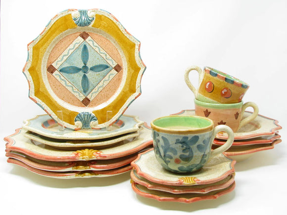 NEIMAN MARCUS UNIQUE HORCHOW MEDICI DINNERWARE SETS HAND PAINTED IN ITALY