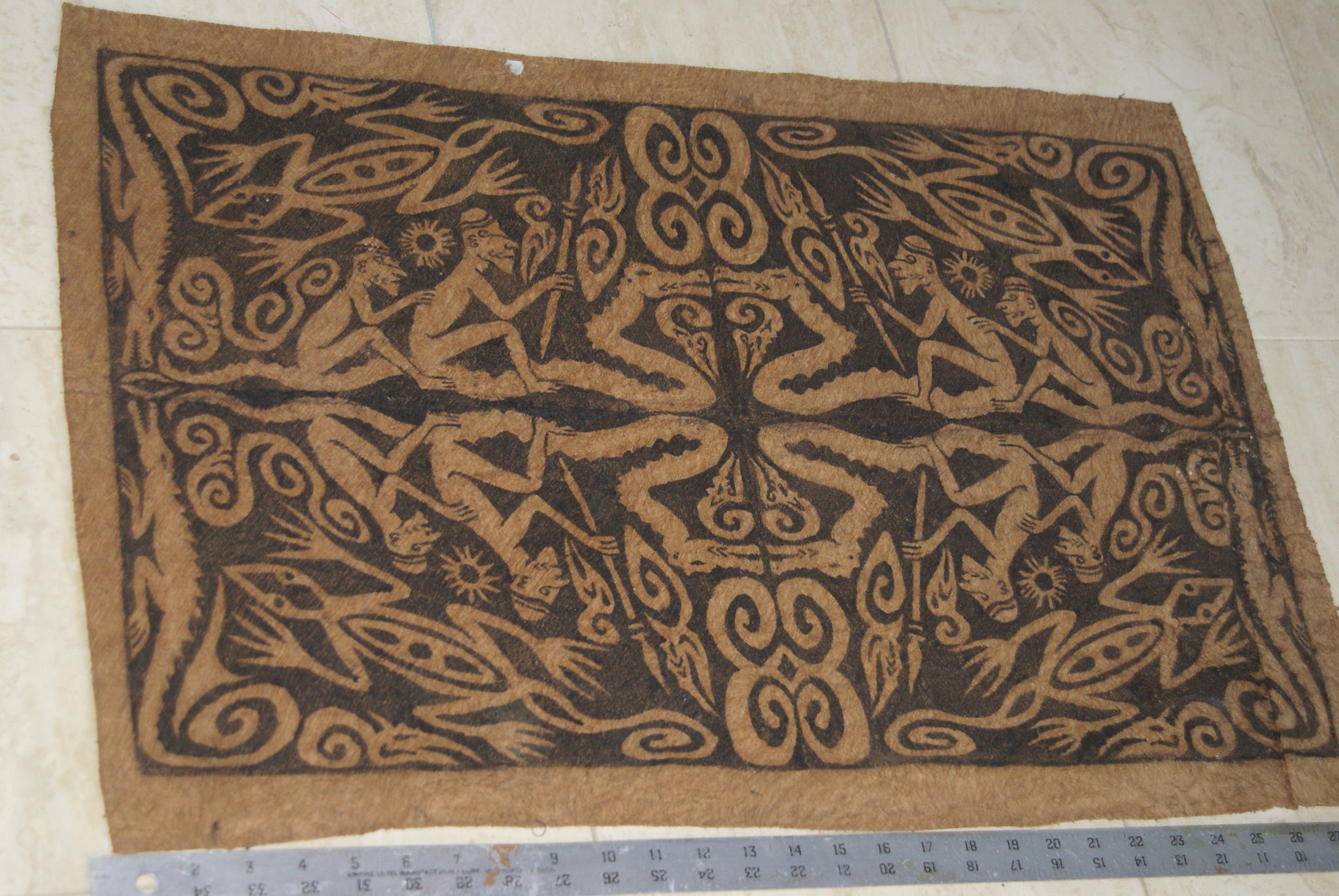 Rare Tapa Bark Cloth (Kapa in Hawaii), from Lake Sentani, Irian