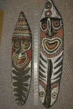 RARE MINDJA MINJA HAND CARVED YAM HARVEST UNIQUE CELEBRATION MASK POLYCHROME  WITH NATURAL PIGMENTS, PAPUA NEW GUINEA PRIMITIVE ART HIGHLY COLLECTIBLE & EXTREMELY DECORATIVE 11A11  32" X 7" X 3"