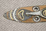 RARE MINDJA MINJA HAND CARVED YAM HARVEST UNIQUE CLAN SPIRIT MASK POLYCHROME  WITH NATURAL PIGMENTS PAPUA NEW GUINEA PRIMITIVE ART HIGHLY COLLECTIBLE DOUBLE FACE AND PHALLIC NOSE WASKUK 11A12: 22.25 X 5"X 2"