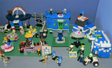 CUSTOM LEGO SET WITH OVER 12 BUILDS: 1488 PCS, 25 NOW RARE RETIRED MINIFIGURES. ENTRANCE ARCH, AMUSEMENT PARK, RIDES & GAMES, POLICE QUARTERS, PUBLIC RESTROOMS, FOUNTAIN, MANY ACCESSORIES. kit 23