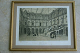 Felix Benoist: PARIS IN ITS SPLENDOR 1861 ORIGINAL ARCHITECTURE ANTIQUE FOLIO CHROMO LITHOGRAPH 19th CENTURY: HOTEL ET MUSEE DE CLUNY DOUBLE MATTED & FRAMED WALL DECOR HAND PAINTED FRAME SIGNED