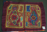 Kuna Indian Abstract Mola blouse panel from San Blas Island Panama. Minutely Hand stitched Fabric Panel Applique: Water Jug Pot with Flowers 17" x 11.5" (65B)