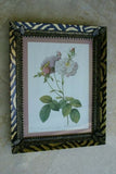 SIGNED UNIQUE DETAILED ARTIST HAND PAINTED FRAME MATTED REDOUTE PRINT ROSES RE1