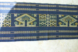 Hand woven Sumba Songket Hinggi Ikat (53" x 13") with Geometric Designs. Made from Handspun Cotton, Dyed with Natural Pigments (SR61) earthtones wall décor blues golds designer textile collector