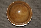 14.5”x 14.5” x 5” HAND CARVED KWILA SAGO PLATTER DISH BOWL WITH DELICATE LACY INCISED BORDERS ADORNED WITH MOTHER OF PEARL INSERTS CREATED WITH RUDIMENTARY TOOLS  BY TRIBAL SCULPTOR TROBRIAND ISLANDS MELANESIA SOUTH PACIFIC  COLLECTOR DESIGNER ART 2A76