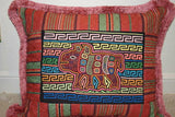 Vintage Kuna Indian Folk Art Mola Blouse Panel from San Blas Islands, Panama. Handstitched Reverse Applique:  Animal Motif of Boar with Hooves & Plant Border (5A)