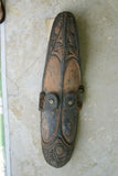 RARE UNIQUE OCEANIC ART VERY LARGE HAND CARVED TRIBAL WOOD ANCESTRAL ORACLE SPIRIT MASK NATURAL PIGMENTS COLLECTED IN JAPANDAI VILLAGE, EAST SEPIK PAPUA NEW GUINEA 13A15 PROTECTIVE & CONSULTED FOR ADVICE. DESIGNER DECORATOR COLLECTOR  24"x 7"x 4"