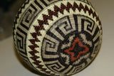 Colorful Highly Collectible & Unique (DARIEN RAINFOREST ART, PANAMA) MUSEUM QUALITY INTRICATE MINUSCULE TIGHTEST WEAVE COLORFUL Authentic Wounaan Indian Hösig Di Artist Basket Greek Motif 300A5 designer collector art decor