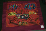 Kuna Indian Folk Art Mola blouse panel from San Blas Islands, Panama. Hand stitched Applique: Colorful Fish  in Stem Bowl 17" x 14.25"  (62A)
