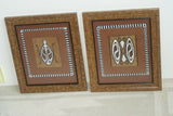 PAIR OF CUSTOM FRAMED Sentani Tapa Kapa Bark Cloths from Papua New Guinea. Handpainted with Natural Pigments by Tribal Artist: Abstract Stylized Insect and Butterfly Motifs 12.5" x 10.25" (DFBA1 & DFBA2)