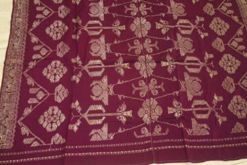 Old Superb Ceremonial Balinese hand woven textile Antique Burgundy Ceremonial Songket Brocade damask Embroidery with Sacred Lotus Motif with Metallic Gold Threads 65