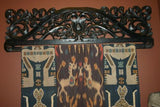 Hand woven Intricate Sumba Hinggi Warp Ikat Tapestry (53" x 14.75") Handspun Cotton Dyed with Vegetable Dyes Adorned with Rooster Motifs (IRS1) wall Décor rug table runner designer textile collector earthtones with fringes