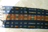 Unique Hand Woven Ceremonial Sumba Hinggi Songket Ikat Textile Runner (54" x 13") design with Geometric Bows Tapestry  Made from Hand spun Cotton, Dyed with Natural Pigments (SR60) rich colors. Subanese weaver