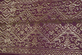 Old Ceremonial Balinese Textile Hand woven Burgundy Brocade Damask Songket Setagen Sabuk Dowry Belt with Metallic Gold Threads 58" x 6.5" (SG52) Collected in Klunkung Regency, Bali & belonging to Nobility royalty
