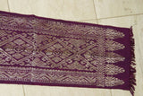 Old Ceremonial Balinese Brocade Damask Wedding Songket Belt.  Burgundy Red Textile cloth Embroidered with Metallic Gold Threads 60" x 9" (SG23) Collected in Klunkung Regency, Bali & belonging to Nobility royalty
