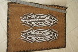 Rare Maro Tapa loin Bark Cloth (Kapa in Hawaii), from Lake Sentani, Irian Jaya, Papua New Guinea. Authentic, Hand Painted with Natural Pigments by a Tribal Artist, Abstract Shields motif: lake Bugs with eyes and multiple legs,  27" x 19" (no 44)