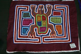 Kuna Indian Folk Art Blouse Mola Panel from San Blas Islands, Panama. Handstitched Applique: Colorful Turtle Tortoise 16.75" x 13" (36B)