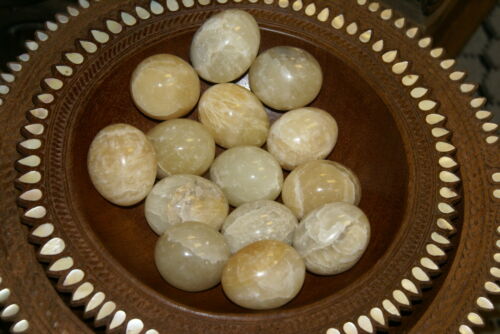 done 2 Hand Carved & Polished Stalagmitic Alabaster Calcite Eggs Hard Stone EXQUISITE