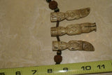 Unique Vintage Hand crafted Ethnic Glass Trade Beads, Rudhaccha Seeds & Seed Beads Necklace with 3 Buffalo Bone Hand Carved Pendants of Protective Ancestor Effigies for Good Luck, Health & Prosperity, Borneo, Indonesia NECK16 + 1 Flapper Coconut necklace.